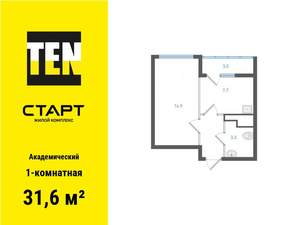 1-к квартира, вторичка, 32м2, 9/25 этаж