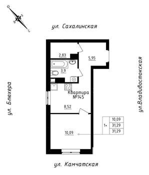 Студия квартира, строящийся дом, 31м2, 17/25 этаж