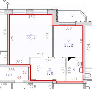 1-к квартира, вторичка, 46м2, 9/10 этаж