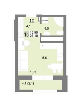 Студия квартира, вторичка, 26м2, 3/26 этаж