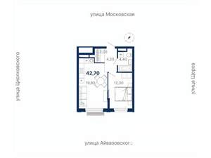 1-к квартира, вторичка, 42м2, 22/30 этаж