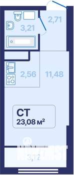 Студия квартира, вторичка, 23м2, 12/27 этаж