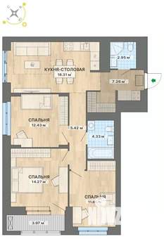 3-к квартира, строящийся дом, 81м2, 26/26 этаж