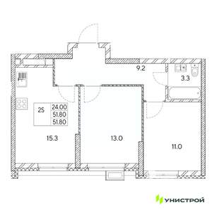 2-к квартира, вторичка, 52м2, 8/31 этаж