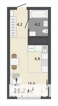 Студия квартира, строящийся дом, 26м2, 29/30 этаж