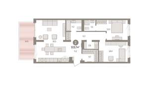 2-к квартира, вторичка, 104м2, 2/9 этаж