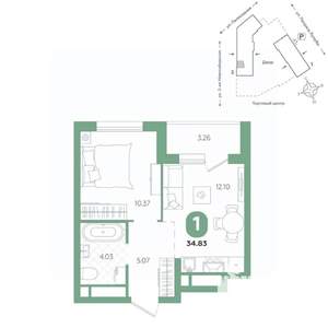 1-к квартира, вторичка, 35м2, 5/24 этаж