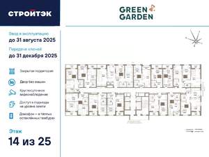 1-к квартира, сданный дом, 39м2, 14/25 этаж