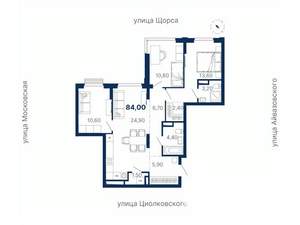 3-к квартира, вторичка, 84м2, 23/33 этаж