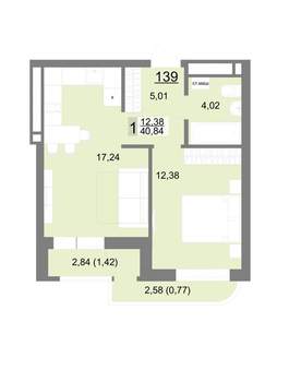 1-к квартира, вторичка, 41м2, 14/22 этаж