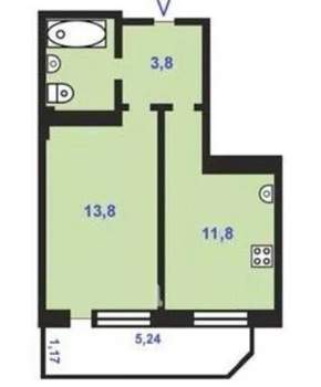 1-к квартира, вторичка, 32м2, 12/25 этаж