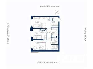 2-к квартира, вторичка, 59м2, 23/30 этаж