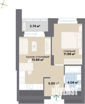 1-к квартира, вторичка, 40м2, 23/25 этаж