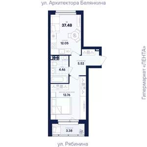 1-к квартира, вторичка, 37м2, 5/26 этаж