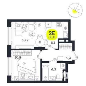 2-к квартира, вторичка, 37м2, 9/27 этаж