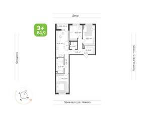 3-к квартира, вторичка, 85м2, 2/17 этаж