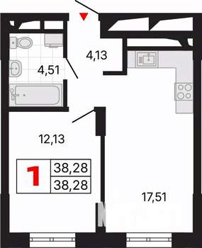 1-к квартира, вторичка, 38м2, 11/25 этаж