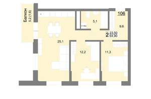 2-к квартира, вторичка, 65м2, 14/26 этаж