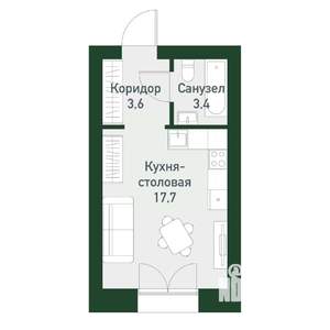 Студия квартира, вторичка, 23м2, 1/4 этаж
