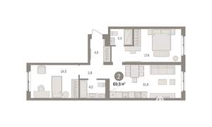 2-к квартира, вторичка, 70м2, 3/8 этаж