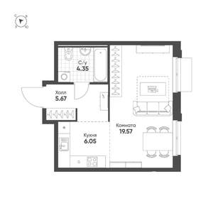 Студия квартира, строящийся дом, 36м2, 7/25 этаж