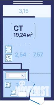 Студия квартира, вторичка, 19м2, 17/27 этаж
