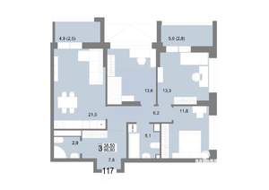 3-к квартира, вторичка, 87м2, 19/25 этаж