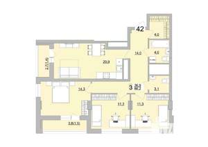 3-к квартира, вторичка, 86м2, 8/24 этаж