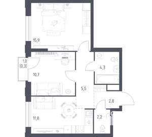 2-к квартира, вторичка, 54м2, 20/24 этаж