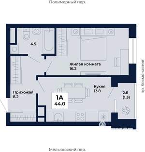 1-к квартира, вторичка, 44м2, 12/31 этаж
