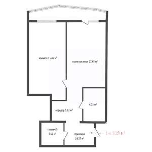 1-к квартира, вторичка, 51м2, 14/26 этаж