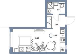 Студия квартира, строящийся дом, 25м2, 8/24 этаж