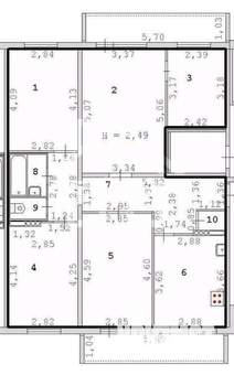 5-к квартира, вторичка, 90м2, 1/9 этаж