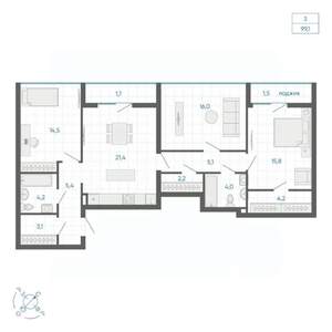 3-к квартира, вторичка, 99м2, 11/32 этаж