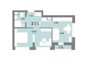 2-к квартира, вторичка, 39м2, 8/27 этаж