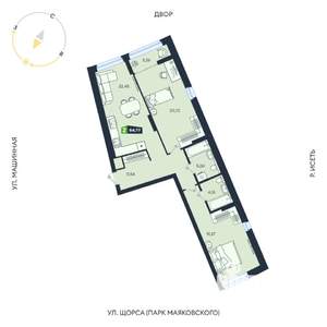 2-к квартира, строящийся дом, 85м2, 16/31 этаж