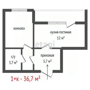 1-к квартира, вторичка, 37м2, 7/30 этаж