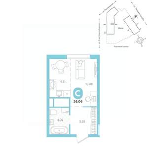 Студия квартира, вторичка, 26м2, 6/24 этаж