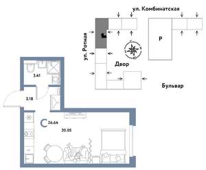 Студия квартира, строящийся дом, 27м2, 20/21 этаж