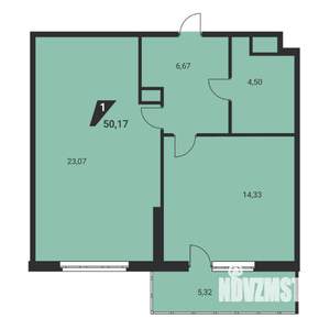 1-к квартира, вторичка, 50м2, 16/25 этаж