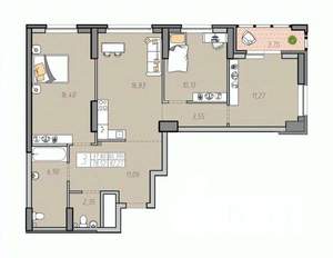 3-к квартира, строящийся дом, 80м2, 28/33 этаж
