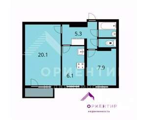 2-к квартира, вторичка, 43м2, 6/9 этаж