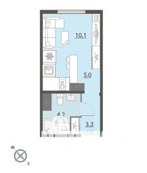 Студия квартира, вторичка, 23м2, 17/24 этаж