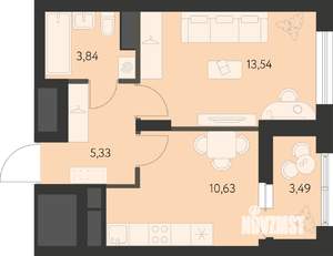 1-к квартира, вторичка, 35м2, 12/21 этаж