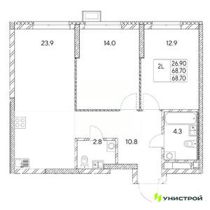 2-к квартира, вторичка, 69м2, 8/31 этаж