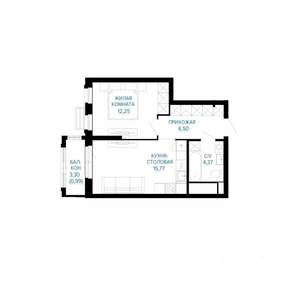 1-к квартира, строящийся дом, 40м2, 19/30 этаж