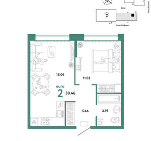 2-к квартира, вторичка, 38м2, 4/24 этаж