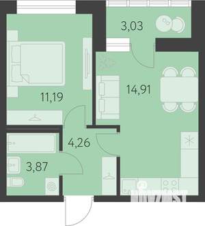 1-к квартира, вторичка, 36м2, 4/25 этаж