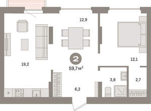 1-к квартира, вторичка, 60м2, 3/16 этаж