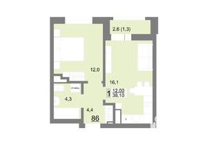 1-к квартира, вторичка, 38м2, 11/26 этаж
